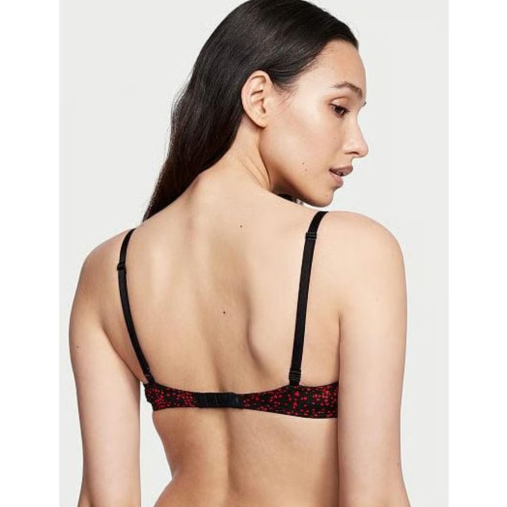 Victoria’s Secret Sexy Tee Push-Up Bra Black Mini Red Hearts - Picture 2 of 7